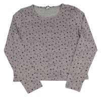 Fialovo-šedé melírované crop triko s hvězdami Yigga