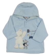 Nové - Svetlomodrá fleecová mikina s medvěďom s myškou a kapucňou Next