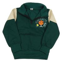 Tmavozeleno-béžová mikina s basketbalovým loptou Kiki&Koko