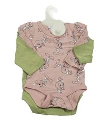 Nové - 2x body s Tweetym - starorůžové + zelené Disney