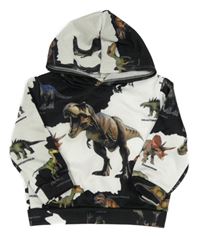 Bielo-čierna mikina s dinosaurami a kapucňou Shein
