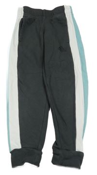 Antracitovo-bielo-tyrkysové tepláky s logom Adidas