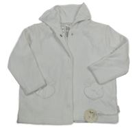 Nové - Biela zamatová podšitá prepínaci mikina s golierikom