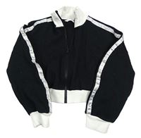 Čierna prepínaci crop mikina so stříbrnými pruhy na rukávech M&S