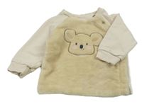 Béžová chlupato/tepláková propínací mikina s koalou Topomini