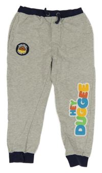 Šedé melírované tepláky s Hej Hafí Tu