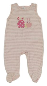 Světlerůžovo-bílé pruhované sametové dupačky so slimákom C&A