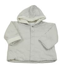 Bílý puntíkatý zateplený kabátek s kapucňou