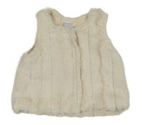 Krémová kožušinová podšitá vesta