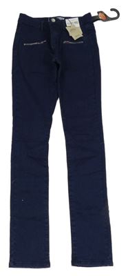 Nové - Tmavomodré skinny rifle se zipy Denim Co.
