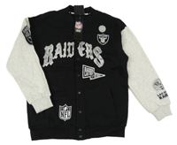 Nové - Čierno-svetlosivá baseballová mikina s potiskem - Raiders Las Vegas