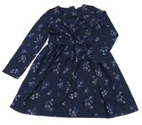 Tmavomodré kvetované šaty Yigga