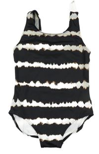 Čierno-svetlobéžové batikované jednodielne plavky F&F