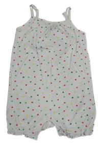 Biely bodkovaná ý bavlnený kraťasový overal H&M