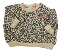 Béžovo-čierna oversize mikina s leopardím vzorom a nápisom Next