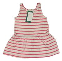 Nové - Bielo-tmavoružové pruhované bavlnené šaty H&M