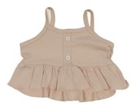Svetloružový rebrovaný crop top s gombíkmi
