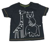 Tmavosivé tričko so zvieratkami