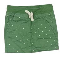 Zelená plátenná bodkovaná á sukňa s úpletovým pasom