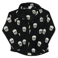Čierna fleecová prepínaci mikina s lebkami H&M