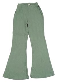Khaki rebrované flare legíny River Island