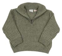 Khaki pletený sveter Zara