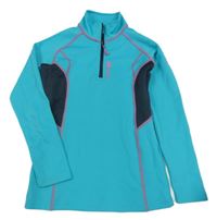 Tyrkysovo-sivá športová funkčná mikina