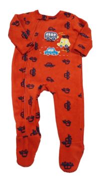 Červený fleecový overal s auty dunnes 