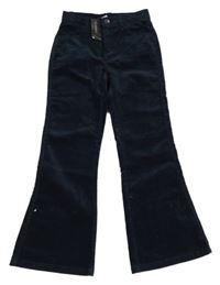 Nové - tmavomodré sametové flare kalhoty Dunnes 