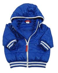 Modrá šusťáková zateplená bunda s kapucí H&M