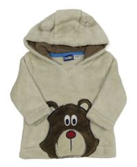 Svetlobéžová plyšová mikina s medvěďom a kapucňou Lupilu