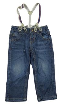 Tmavomodré skinny rifle s kšandami H&M