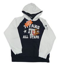 Nové - tmavomodro-bílá mikina s nápisy a kapucí NKD