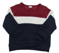 Tmavomodro-bielo-vínová vzorovaná ľahká mikina