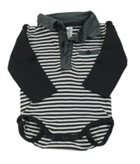 Bílo-černé pruhované body s límečkem Topomini