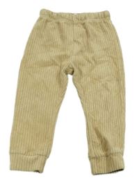 Béžové rebrované zamatové tepláky