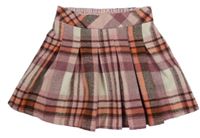 Ružovo-hnedo-smotanová kockovaná vlnená sukňa Matalan