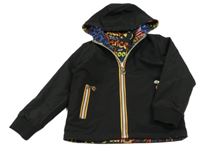 Černá šusťáková jarní oboustranná bunda s kapucí 