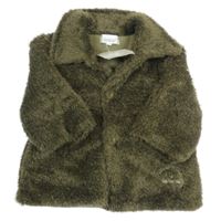 Nové - Khaki chlupatý podšitý kabátek 