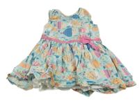 Světlemodro-ružové ľahké šaty s rybkami