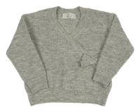 Sivý vlnený sveter s mašlou H&M