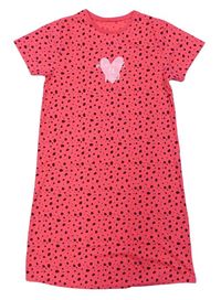 Neónově ružová vzorovaná nočná košeľa so srdcem a nápisom George