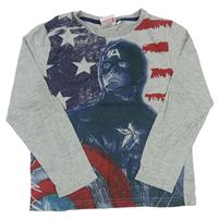 Sivo-modro-červené tričko s Kapitánem Amerikou Rebel