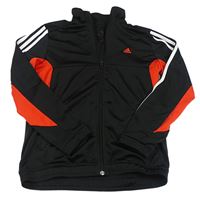 Černo-červená propínací sportovní mikina s pruhy Adidas