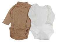 2set - 2x body - bílé + starorůžové zavinovací 