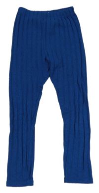 Tmavomodré rebrované úpletové legíny Shein