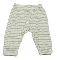 Bielo-zelené pruhované rebrované ľahké tepláky H&M