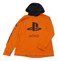 Oranžovo-černé mikinotriko s logem a kapucí - Playstation Next