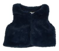 Tmavomodrá kožešinová podšitá vesta 