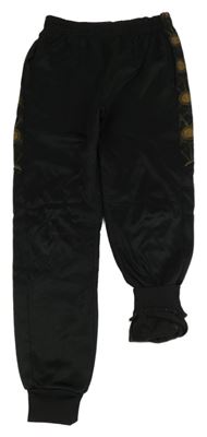 Černé zateplené tepláky se vzorovanými pruhy 